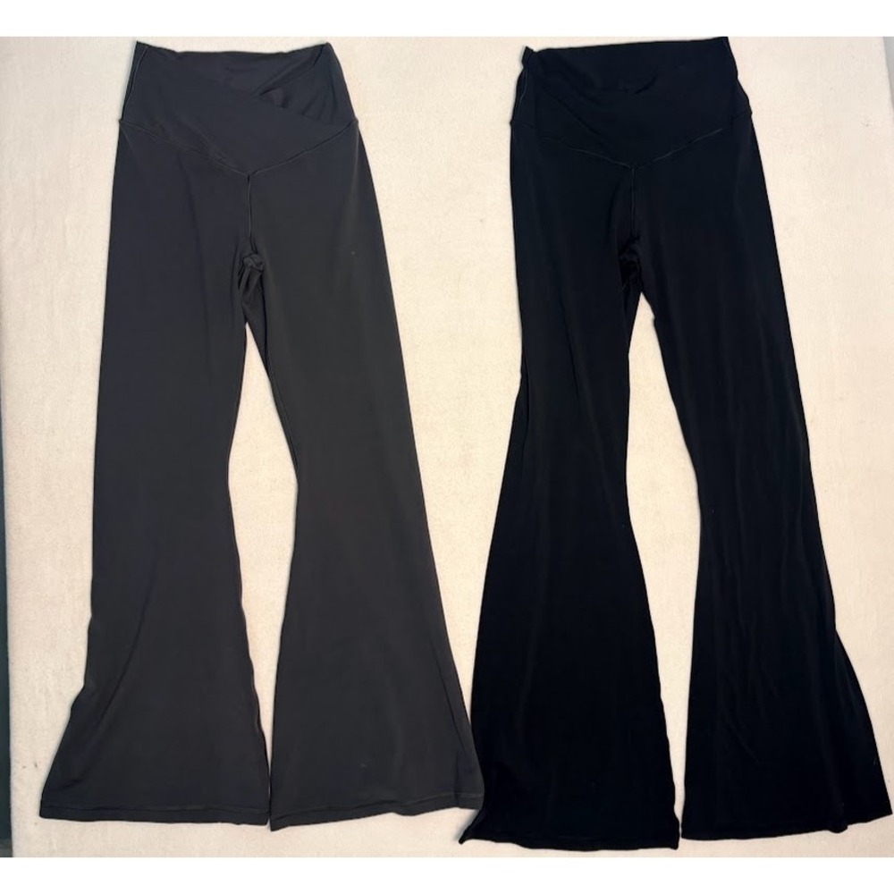 Aerie OFFLINE Real Me Crossover Flare Leggings Bundle L Short Black Grey